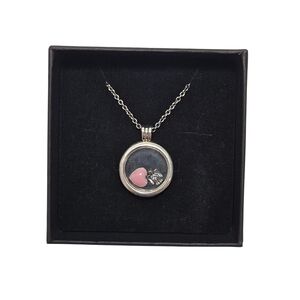 Pandora Sterling Silver Floating Locket Necklace with Pink Heart